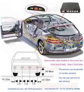 Car 6 Sensors 2 front 4 rear Reversing Parking Radar Kit Buzzer + LED 
