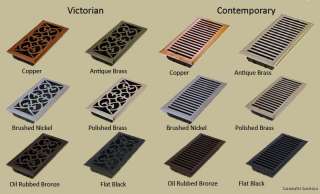 Victorian & Contemporary Steel Air Registers 6 Finishes  