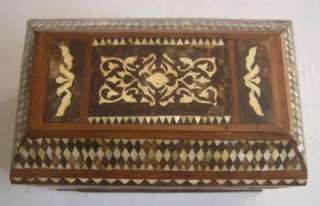 Turkish Ottoman Mother of Pearl Wood Jewelry Box Chest  