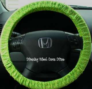 Car Steering Wheel Cover Lime Green Yellow Zebra Print  