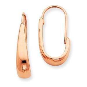  14k Gold Rose Gold Polished Tapered J Hoop Wire Earrings Jewelry