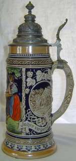   Tune Swiss Musical Marzi Remy 1L 13 Beer Stein w/ German Saying