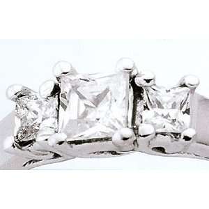  DIAMOND engagement RING WHITE GOLD PRINCESS CUT 3 STONE 