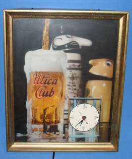 Vintage Utica Club Schultz & Dooley Beer Bar Clock Lighted Sign