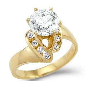   CZ Cubic Zirconia Engagement Ring Unique New Round Cut 2.0 ct Jewelry