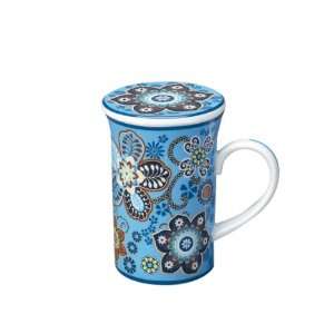 Vera Bradley Porcelain CVD Covered Tea Coffee Mug Bali Blue