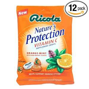 Ricola Natures Protection Vitamin C Supplement Drops, Orange Mint, 24 