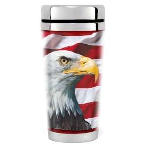  Flag and Feathers Flag  16oz Travel Mug Stainless Steel 