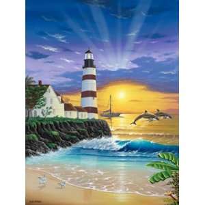  Dolphin Lighthouse Wall Mural