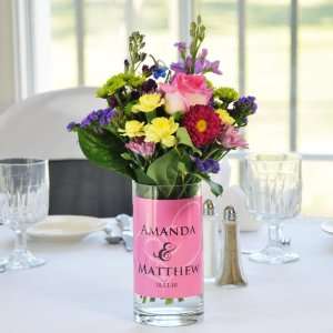   Hearts Personalized Glass Wedding Reception Vase