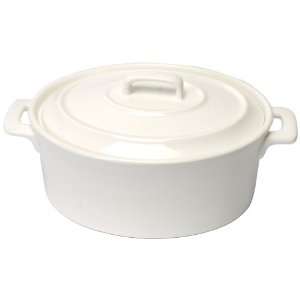   Serving Dish with Porcelain Handles and Lid, White