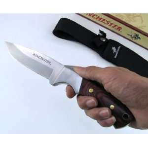 winchester knife hunting knife 440 blade color wood handle fixed blade 